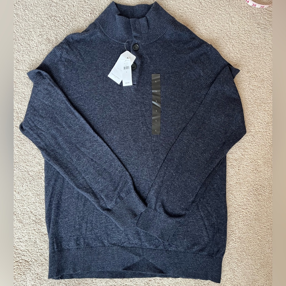 NWT Banana Republic Men's Navy Cotton Lightweight Sweater Size Large